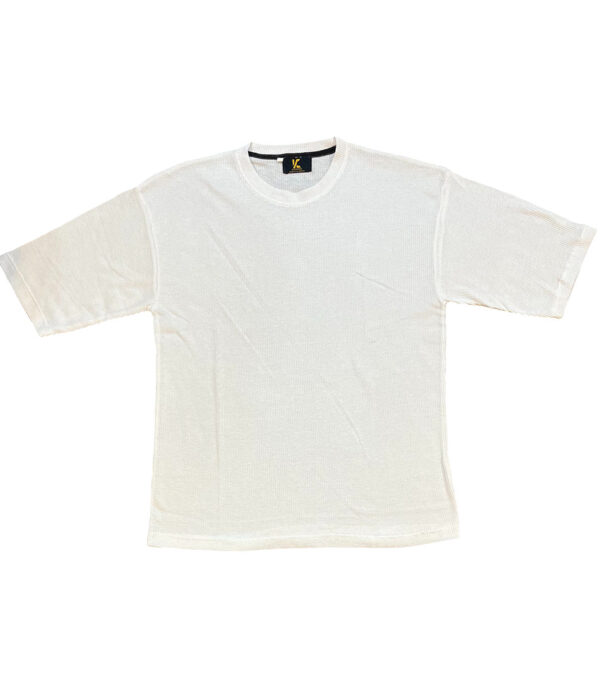 Ivory Grid Textured Casual Tee - Image 2