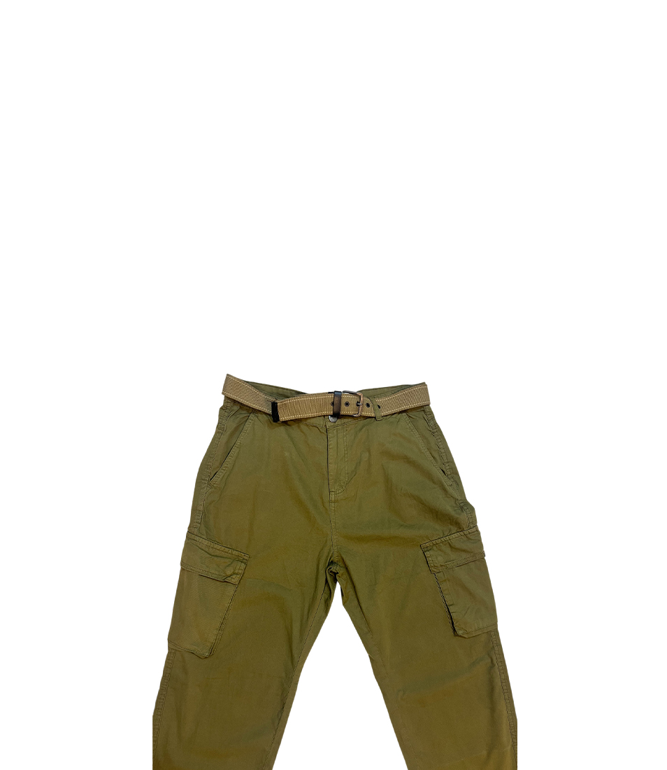 Olive Belted Utility Cargo Trouser - Image 3