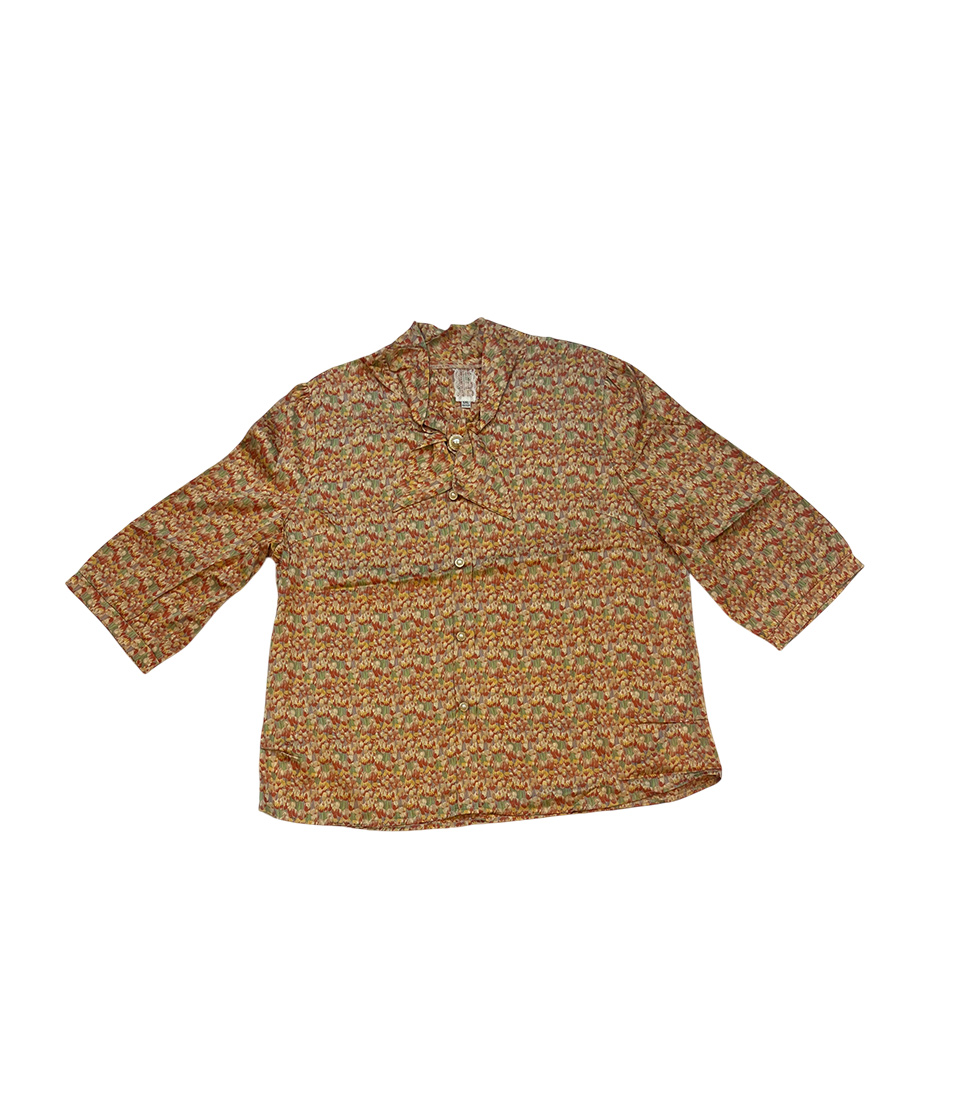 Rust Floral Silk Printed Classic Top - Image 2