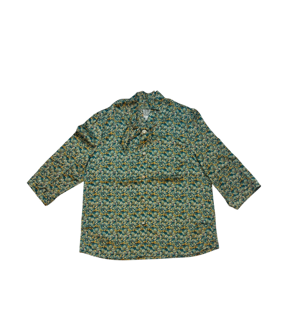 Printed Silk Tie-Neck Top - Image 2