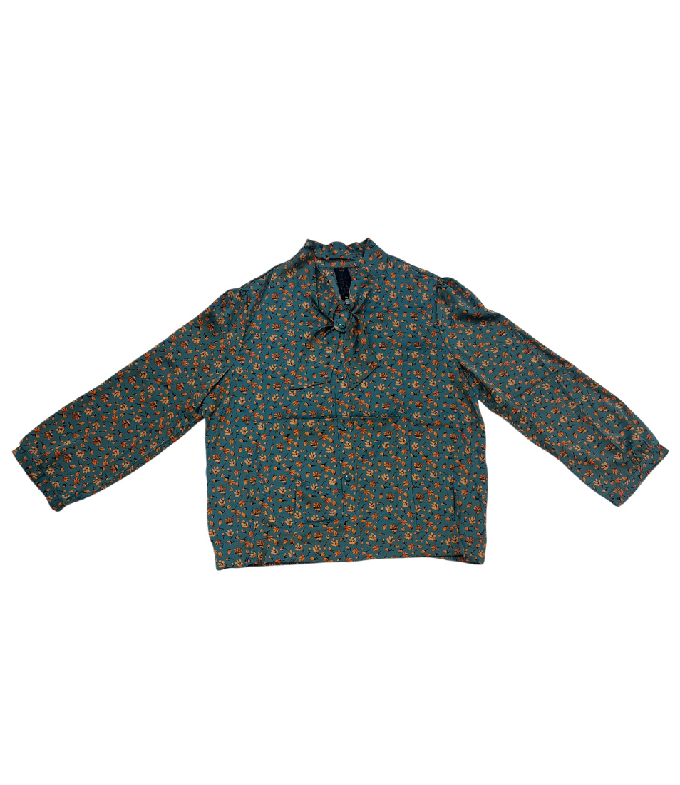 Floral Silk Tie-Neck Top - Image 2