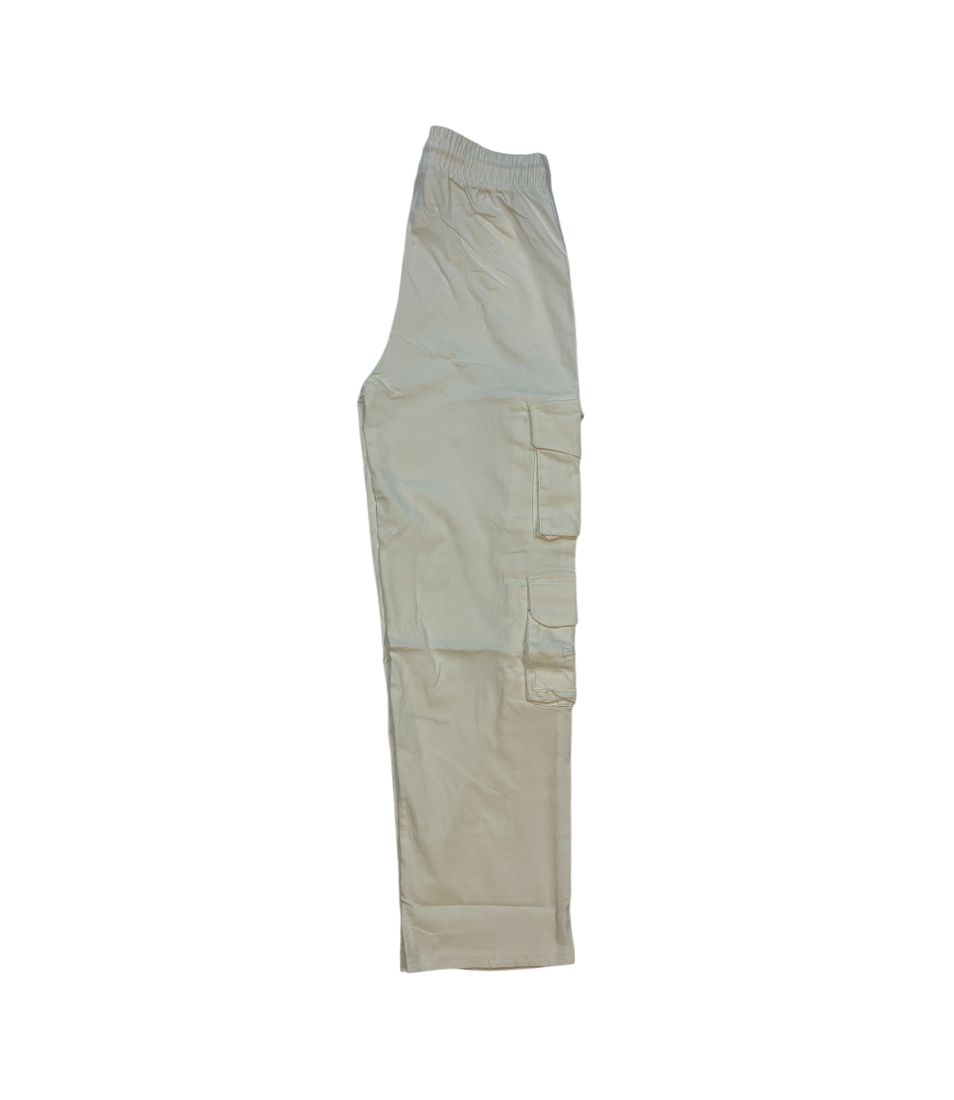 Ivory Multi-Pocket Utility Cargo Pants - Image 3