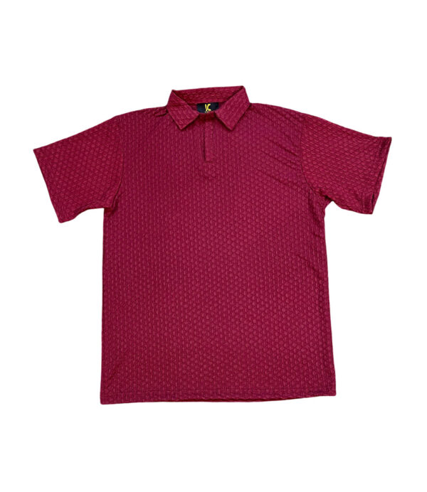 Crimson Edge Textured Polo Shirt - Image 2