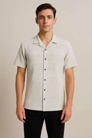 Pearl Mist Textured Button Shirt
