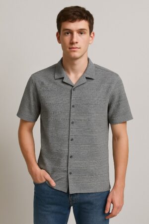 Slate Wave Textured Button Shirt