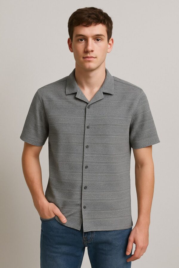 Slate Wave Textured Button Shirt