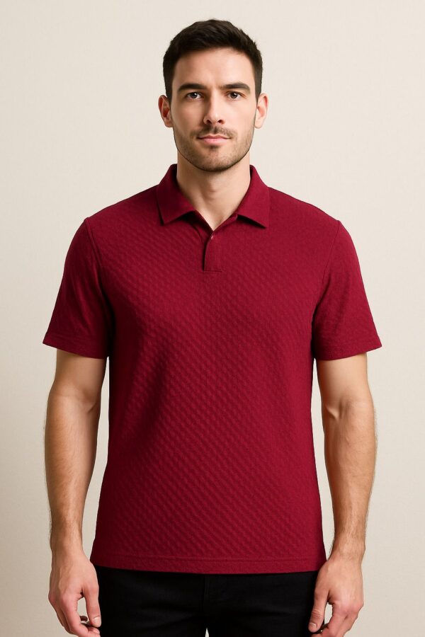 Crimson Edge Textured Polo Shirt