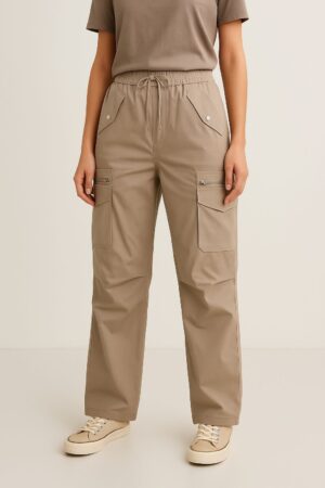 Taupe Utility Multi-Pocket Cargo