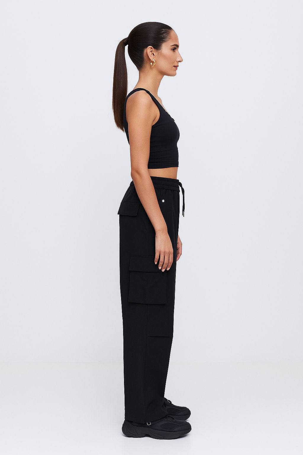 Jet Black Utility Premium Cargo Pants - Image 3