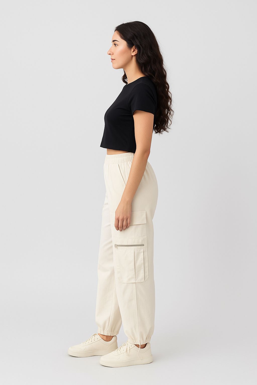 Ivory Utility Pocket Cargo Pants - Image 2