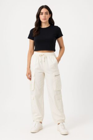 Ivory Utility Pocket Cargo Pants