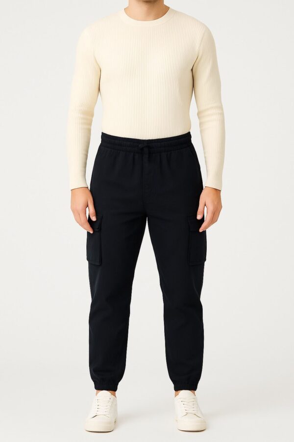 Jet Black Cargo Jogger Pants