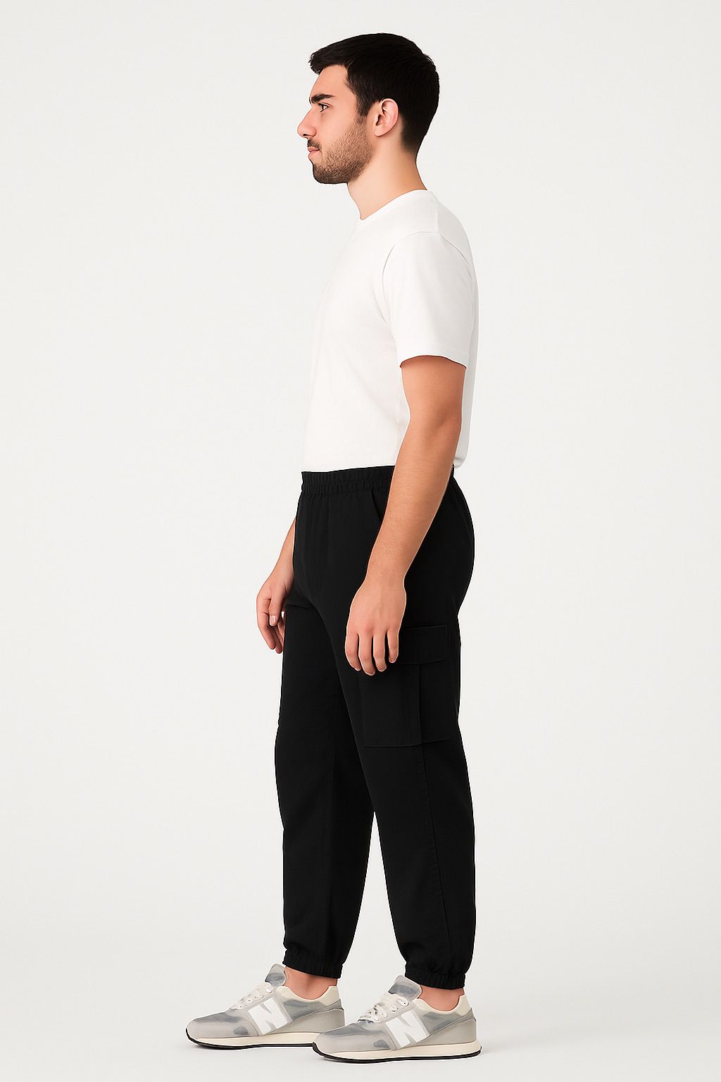 Jet Black Cargo Jogger Pants - Image 2