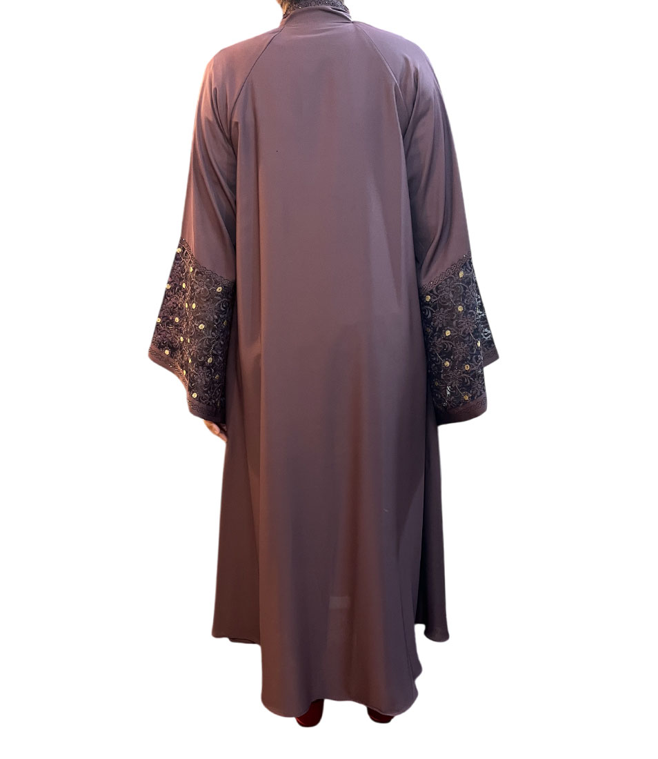 Regal Bloom Embroidered Sleeve Abaya
