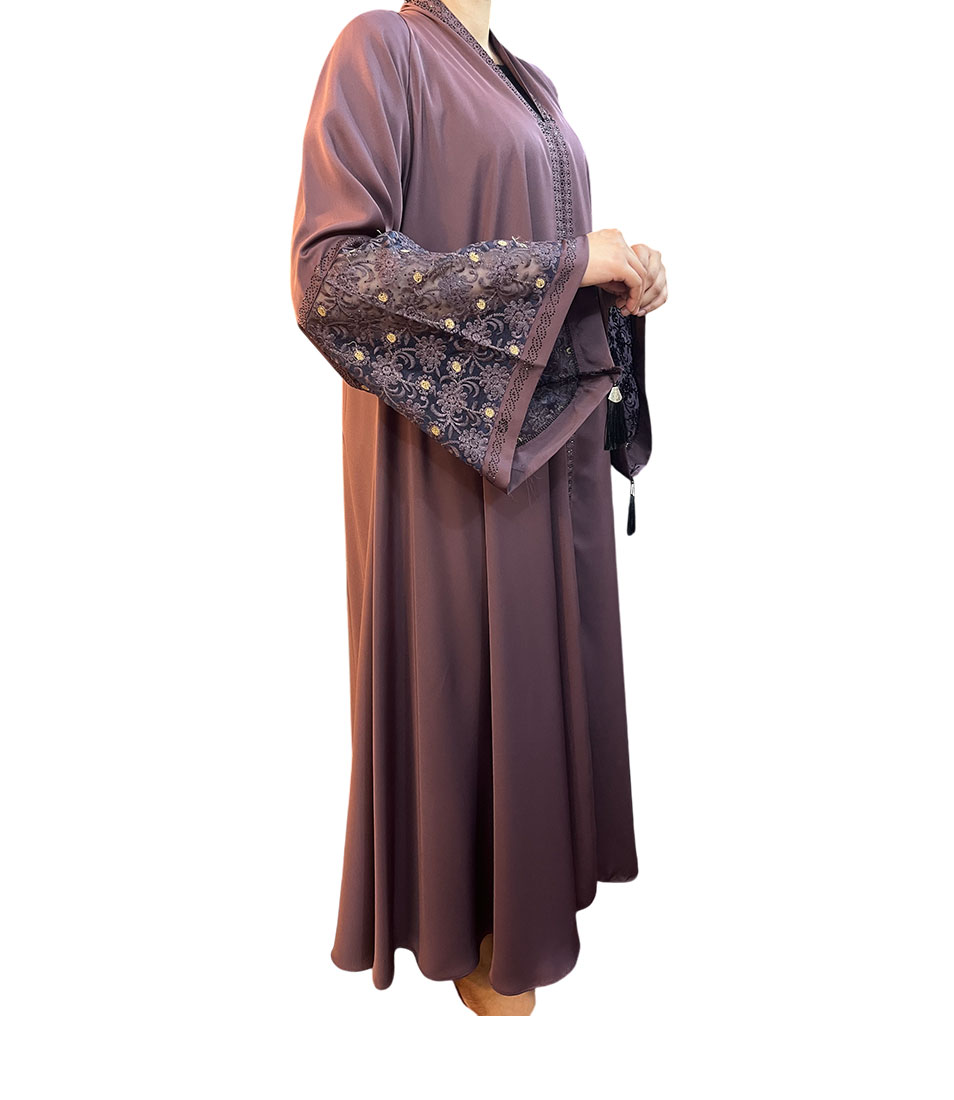 Regal Bloom Embroidered Sleeve Abaya - Image 2