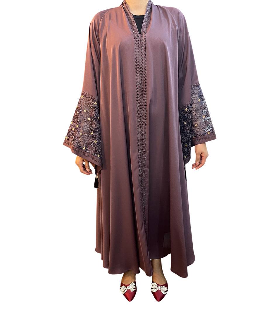 Regal Bloom Embroidered Sleeve Abaya
