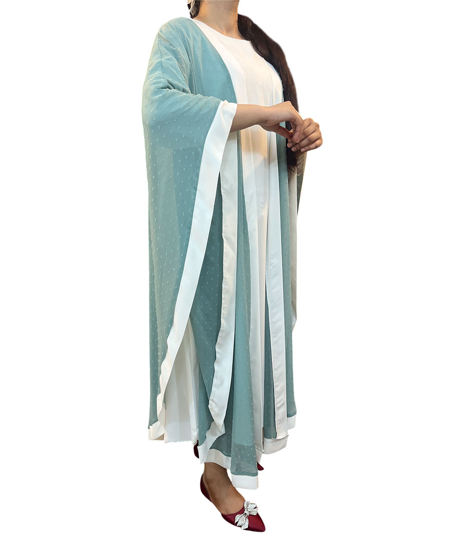 Serene Flow Contrast Cape Abaya