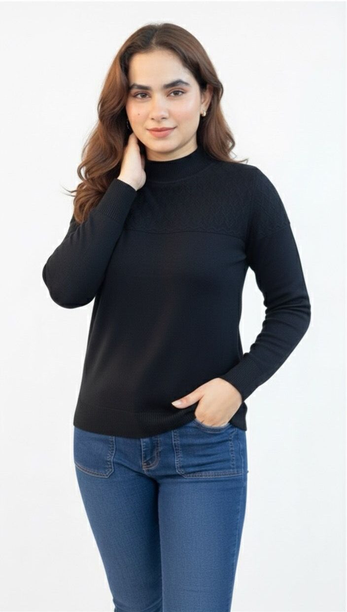 Textured Wool Mock Neck Sweaters - Image 7